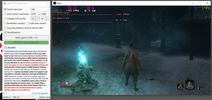 Подборка модов для Sekiro: Shadows Die Twice, Настройка ФПС/Угла обзора/Разрешения (Sekiro FPS Unlock and More Mod)